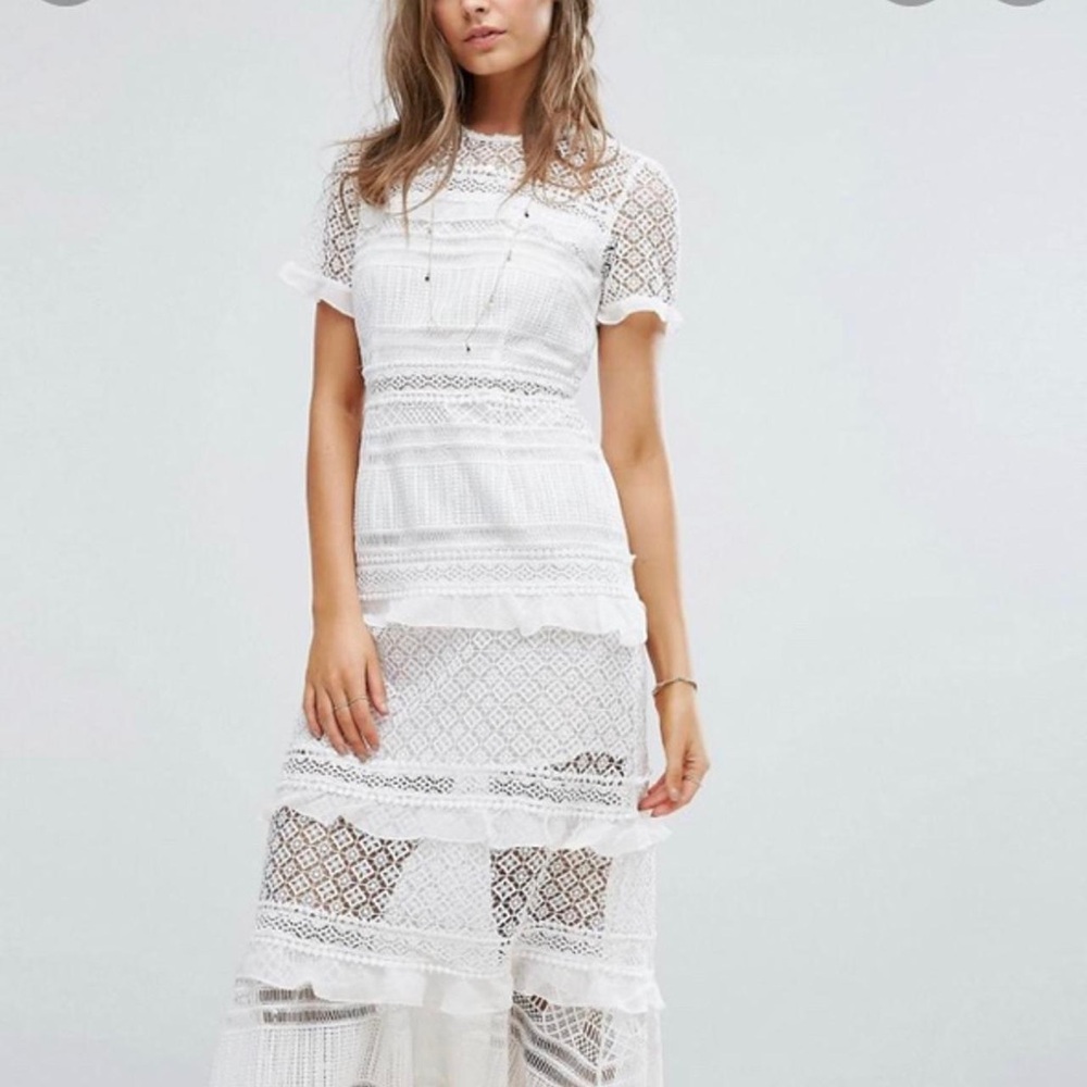 Foxiedox White Lace Midi Dress